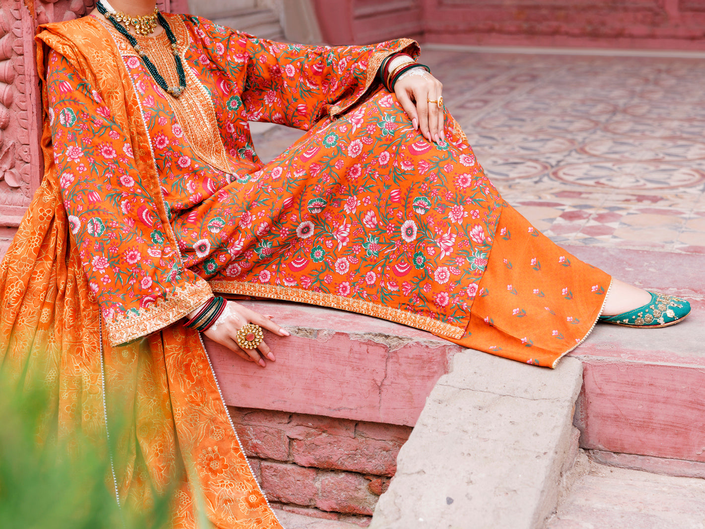 Orange Maple Silk 3Pc Stitched - AWP-3PS-670