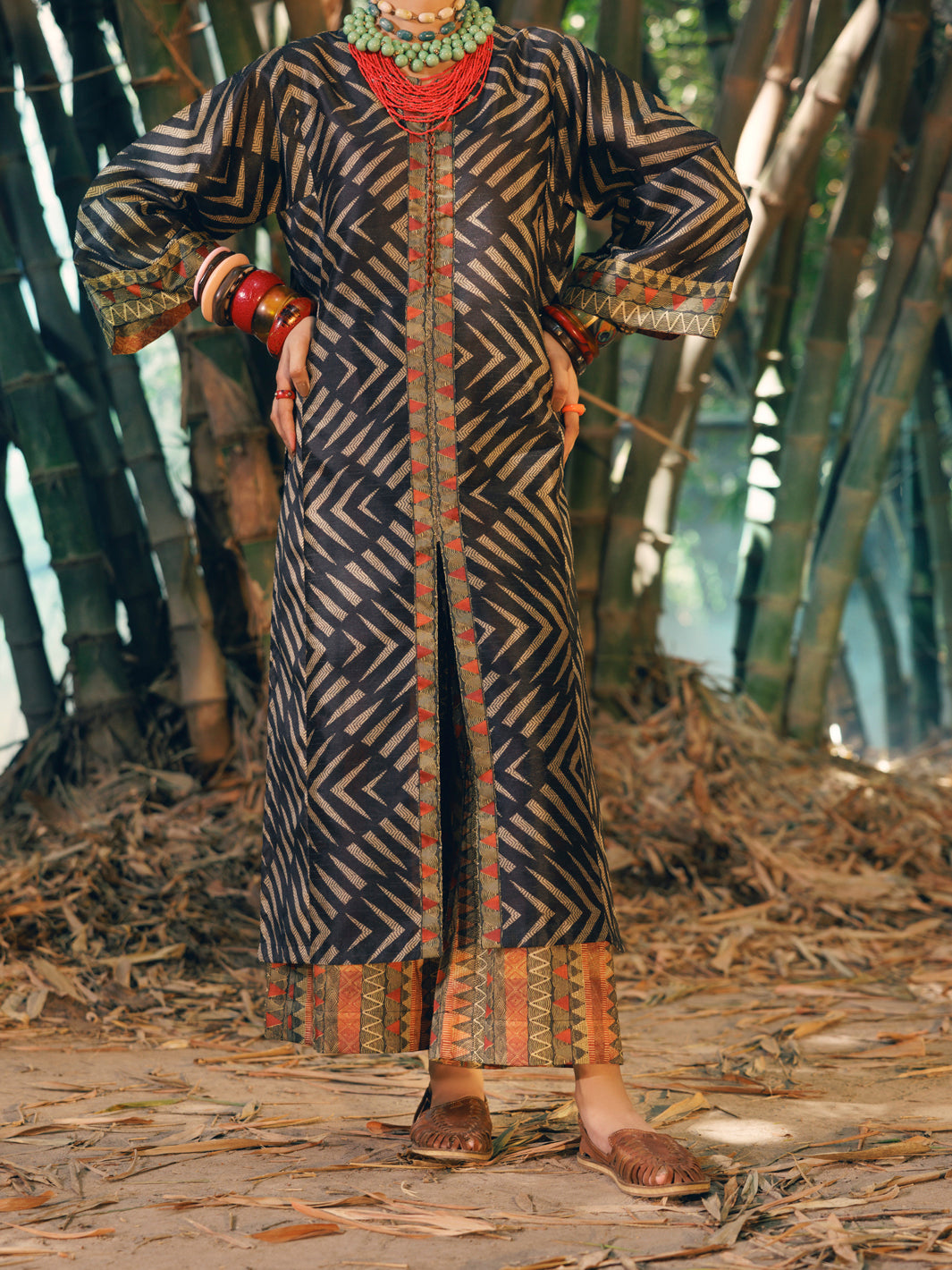 Black Raw Silk 2Pc Stitched - AWP-2PS-LKS-679