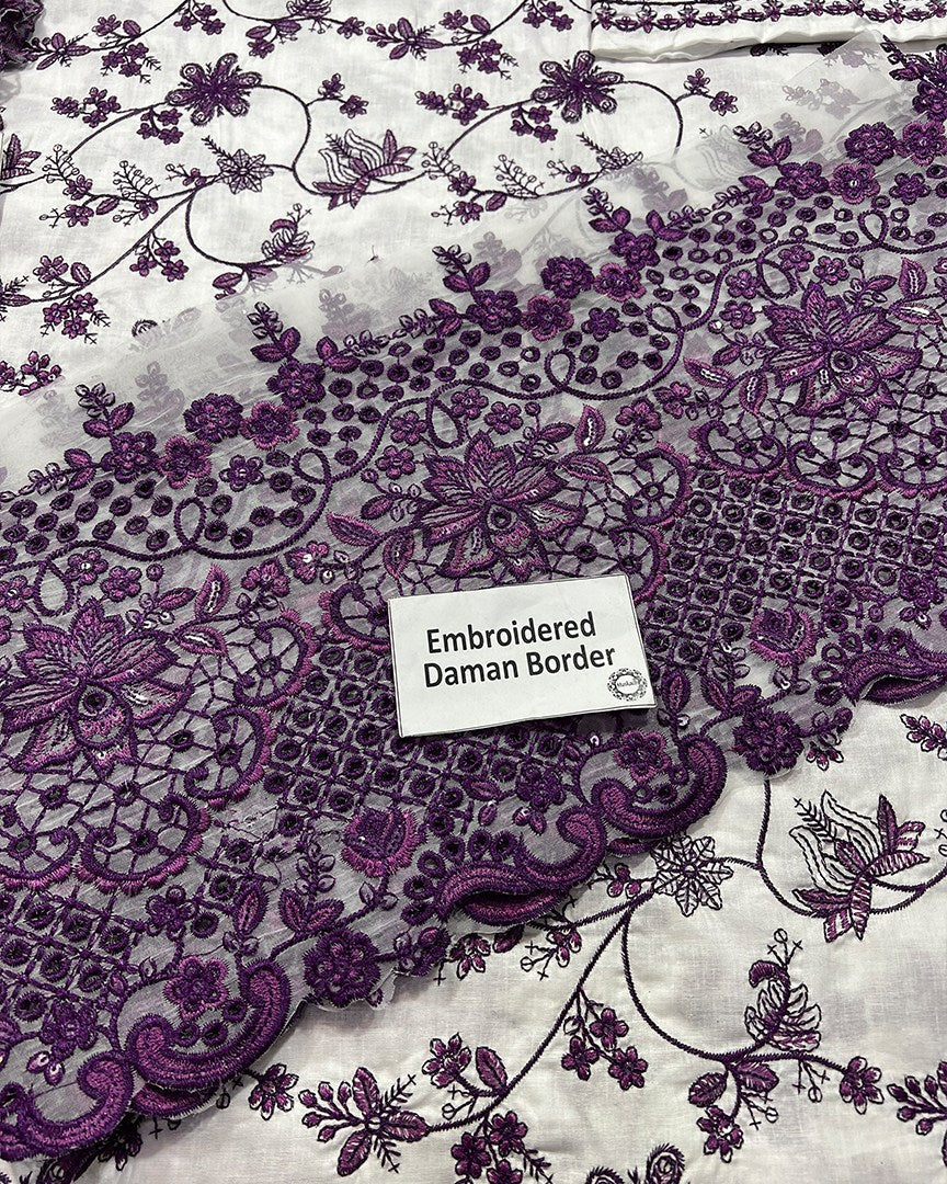 Faiza Saqlain – Jehona Style (White & Purple)