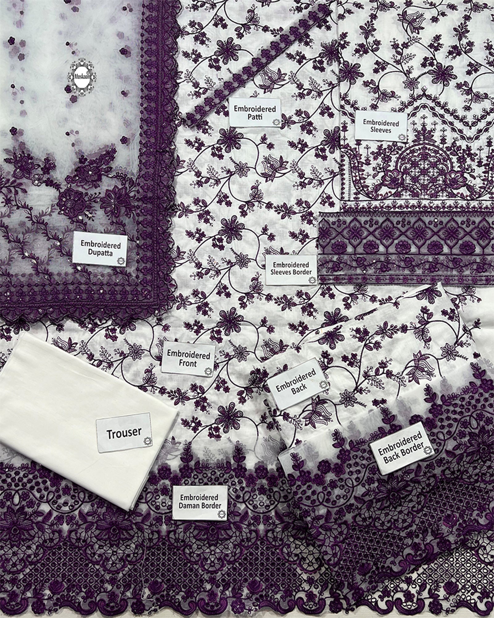 Faiza Saqlain – Jehona Style (White & Purple)