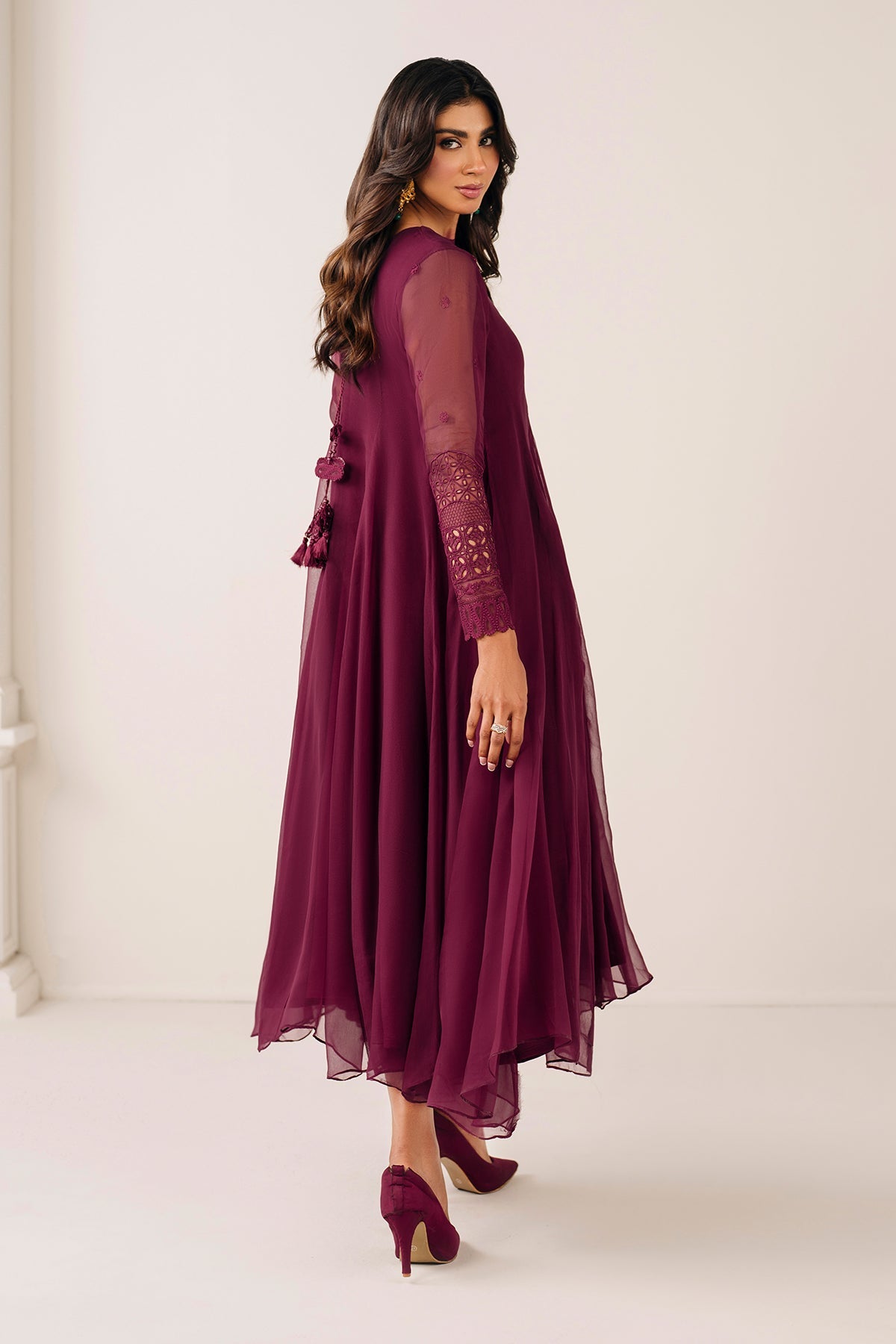 EMBROIDERED CHIFFON FROCK PR-1121