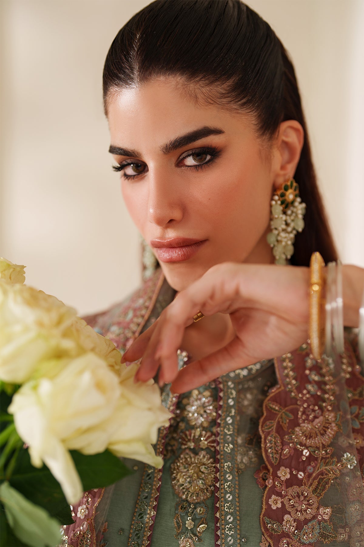 EMBROIDERED NET CH14-06 STITCHED