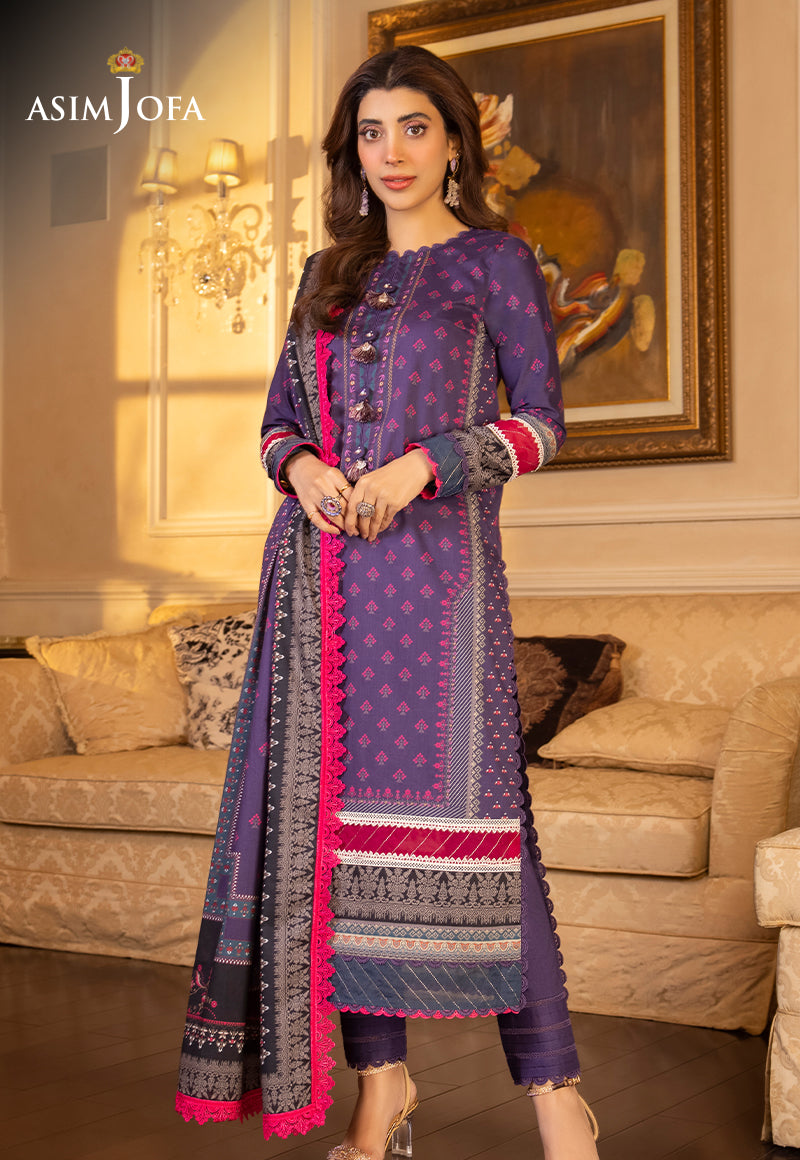 AJS-24 DESIGNERS STITCHED PRINTED LAWN 3 PCS