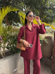 Wine Red Linen Willow Set