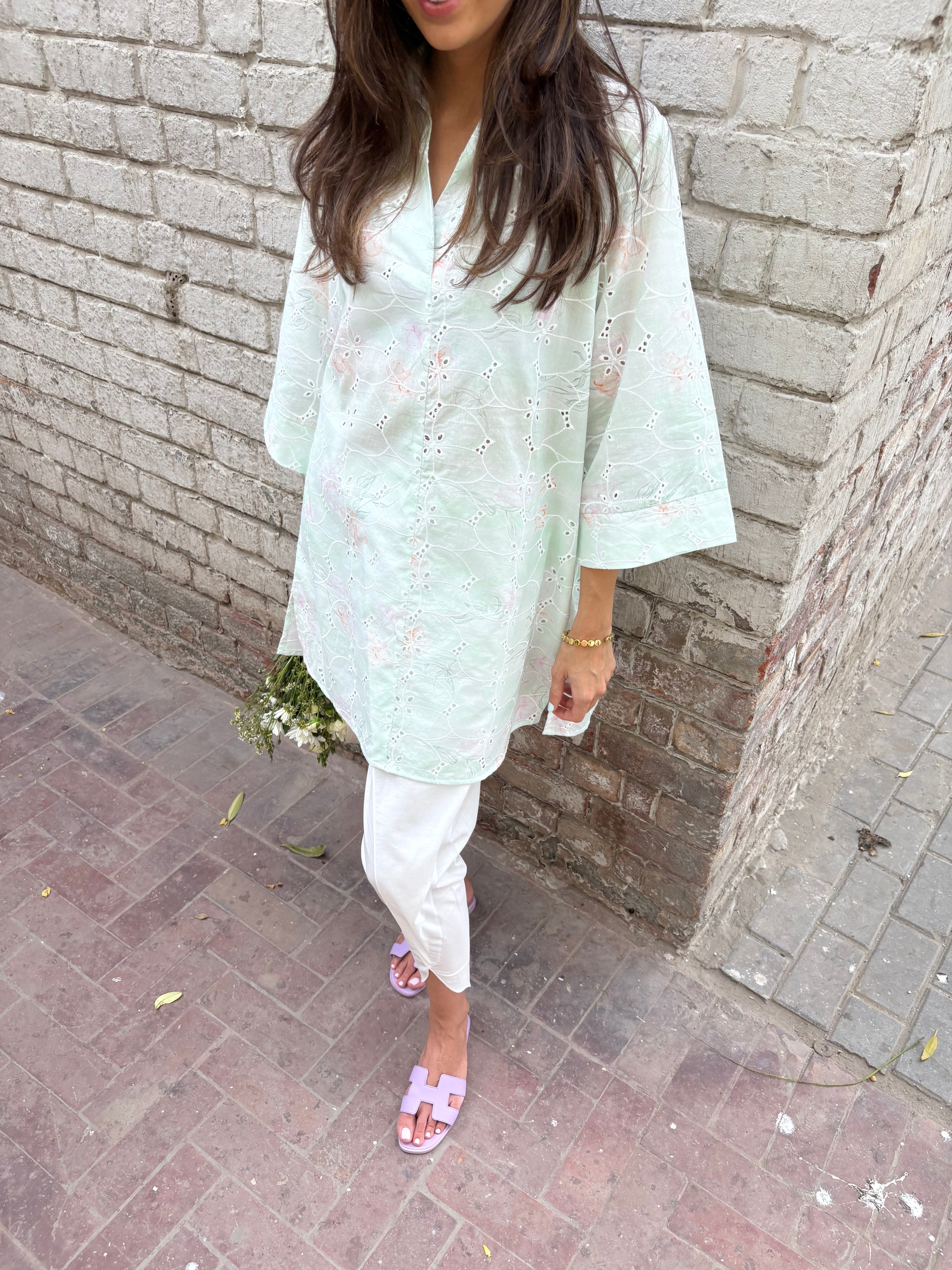 Green Lawn Toby Tunic with Tulip Shalwar