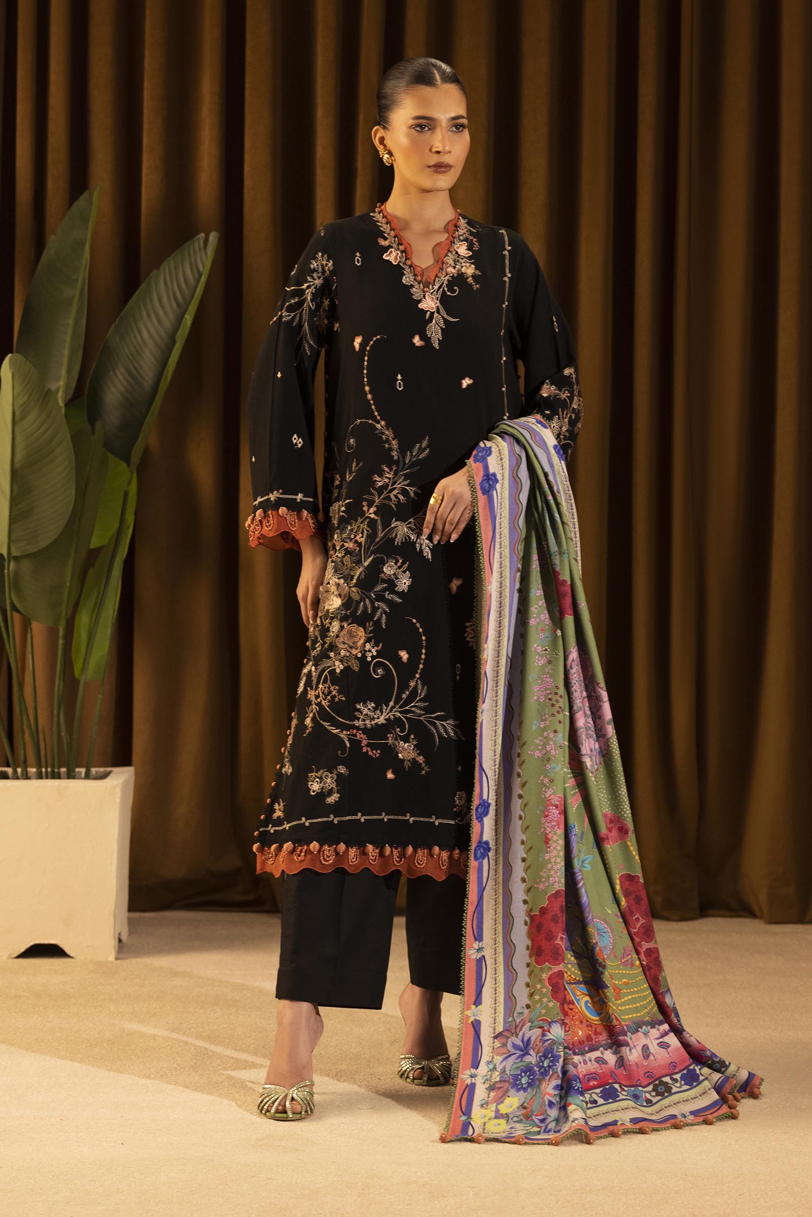 Unstitched Slub Muzlin 3 Piece Suit