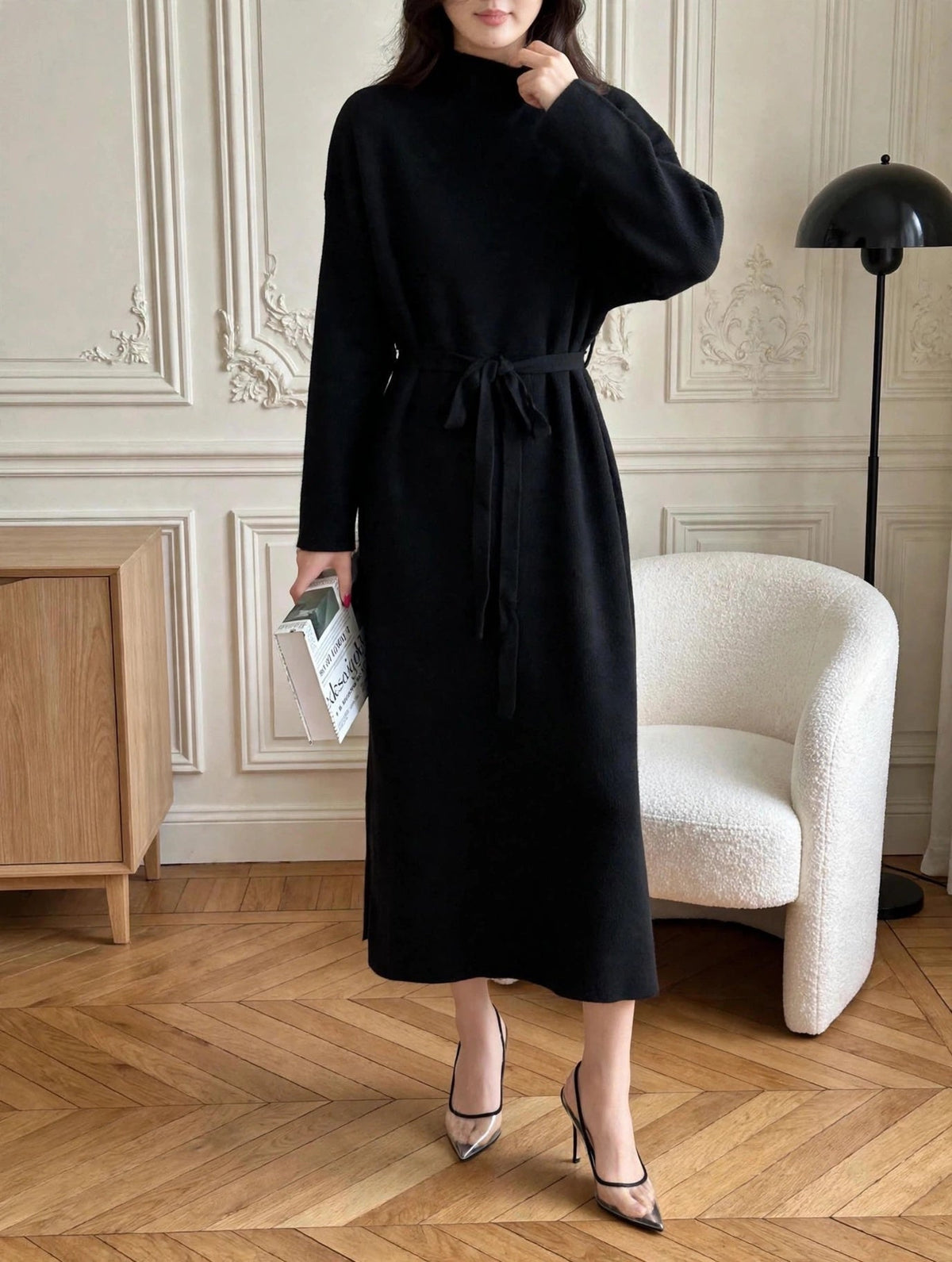Liya Cable Knit Dress with Belt