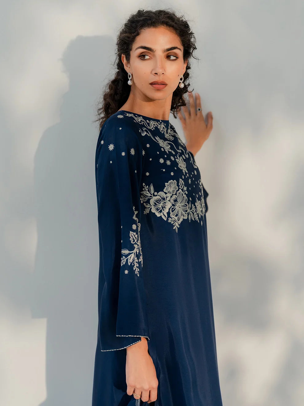 MIDNIGHT SAPPHIRE - 3pcs Khaddi Silk Ensemble