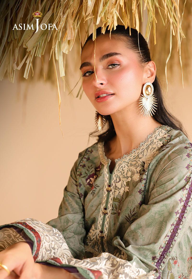 AJUBU-09 Printed Embroidered Lawn 2 Pcs