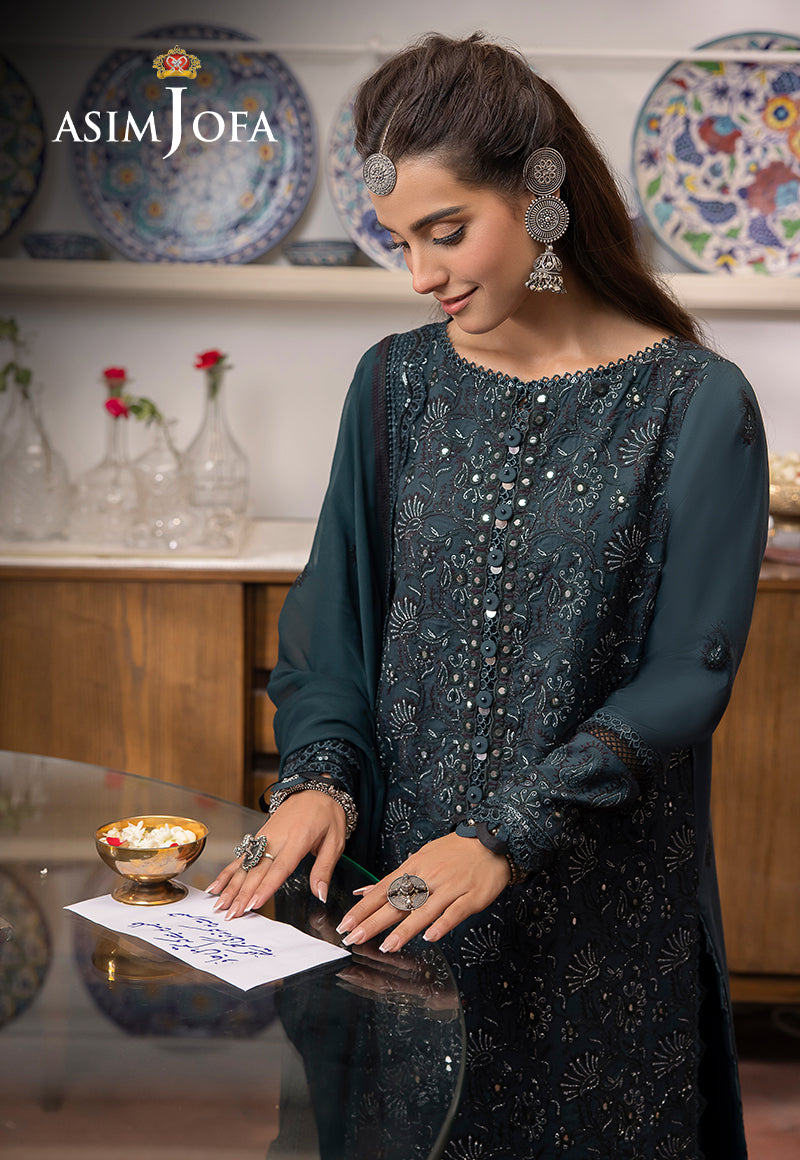 AJSWP-13 STITCHED EMBROIDERED LAWN SILK 3 PCS