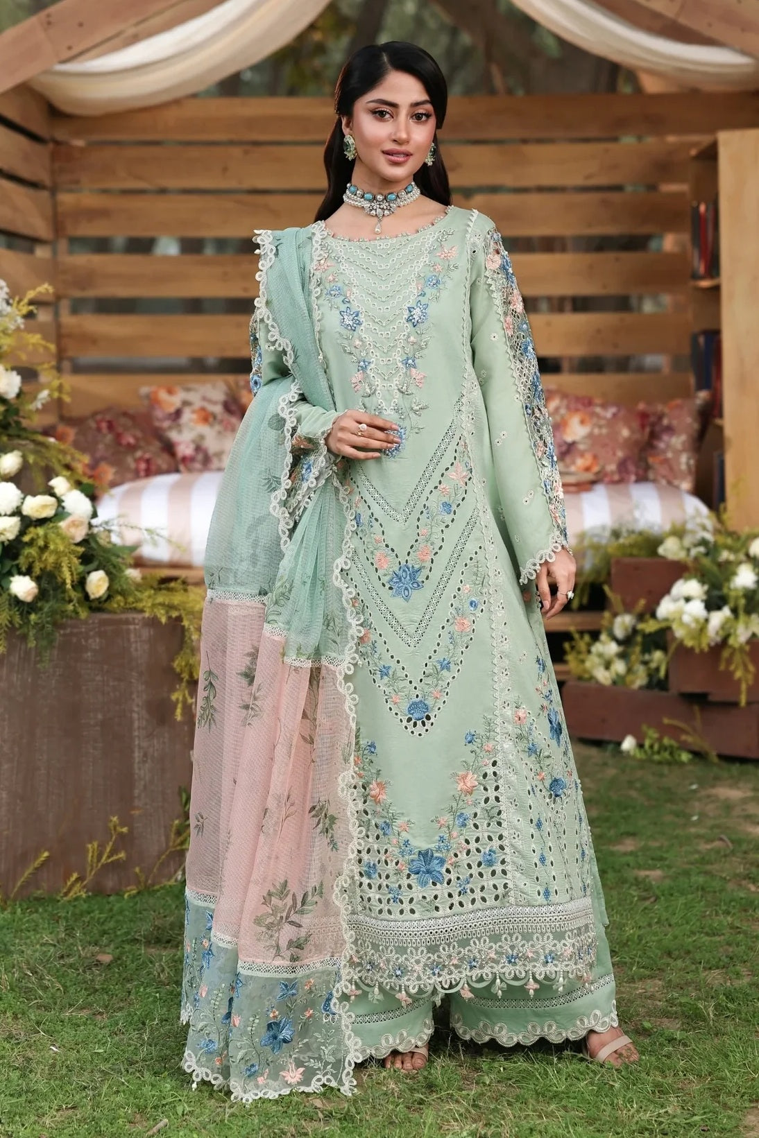 Sardinia - Luxury Lawn Embroidered 3 Piece Unstitched - SUMMER SAGE