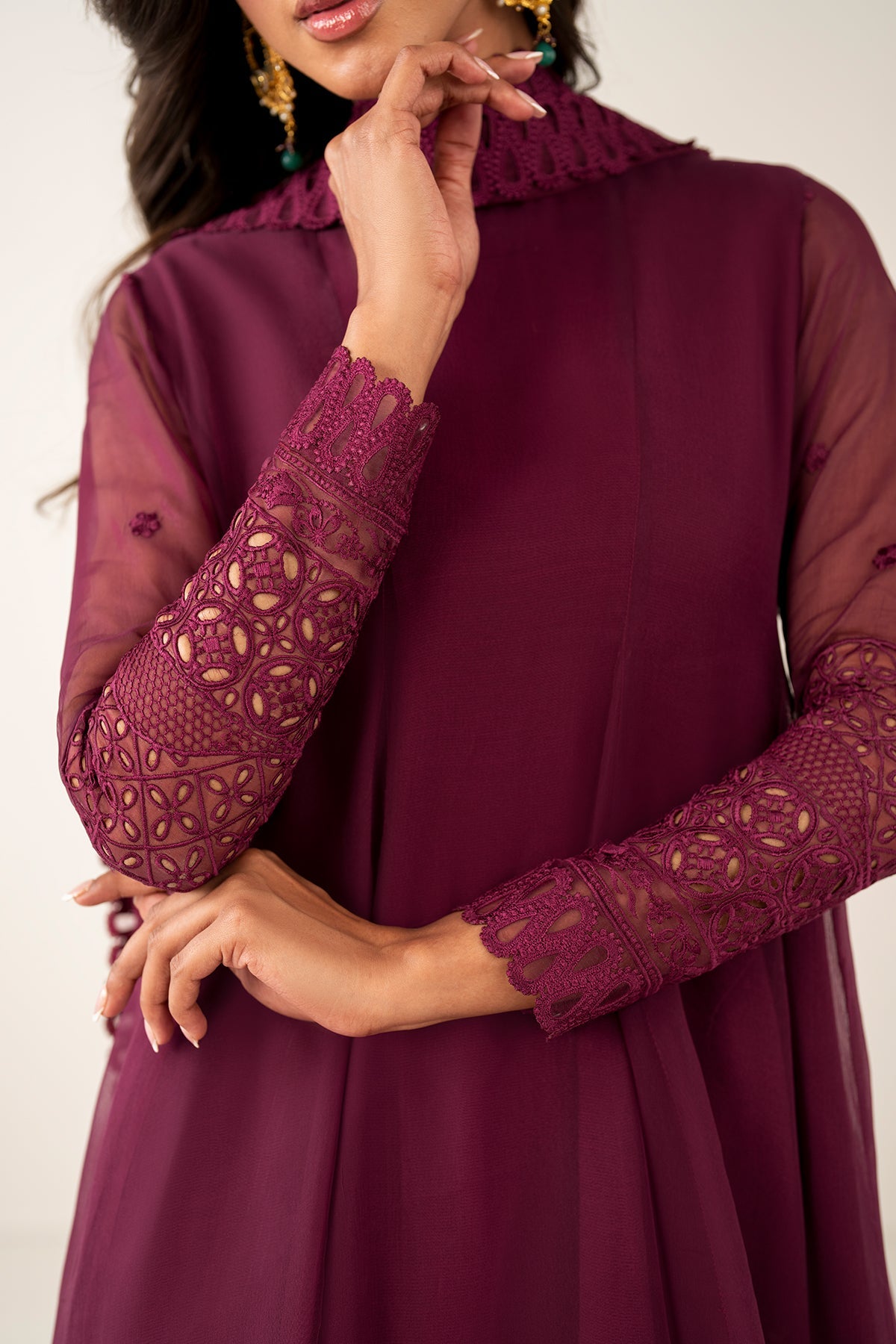 EMBROIDERED CHIFFON FROCK PR-1121