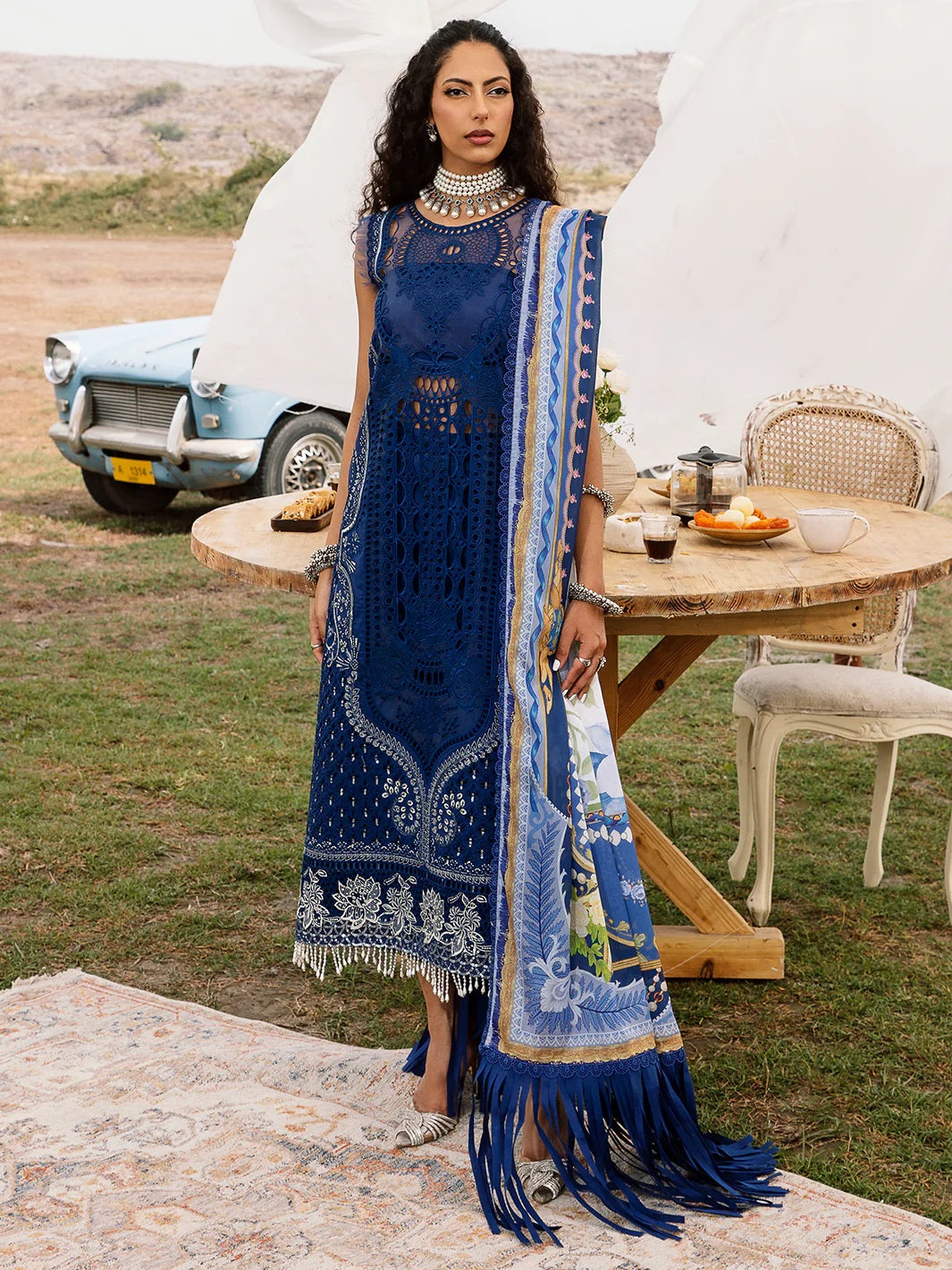 Bin Ilyas Luxury Lawn Embroidered 3 Piece Unstitched 713-B