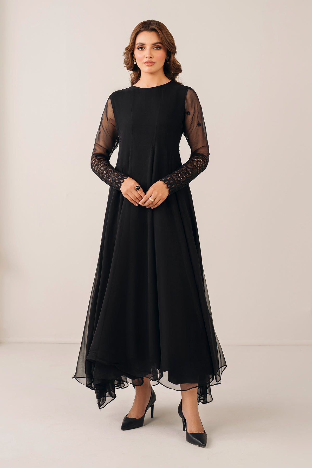 EMBROIDERED CHIFFON FROCK PR-1122