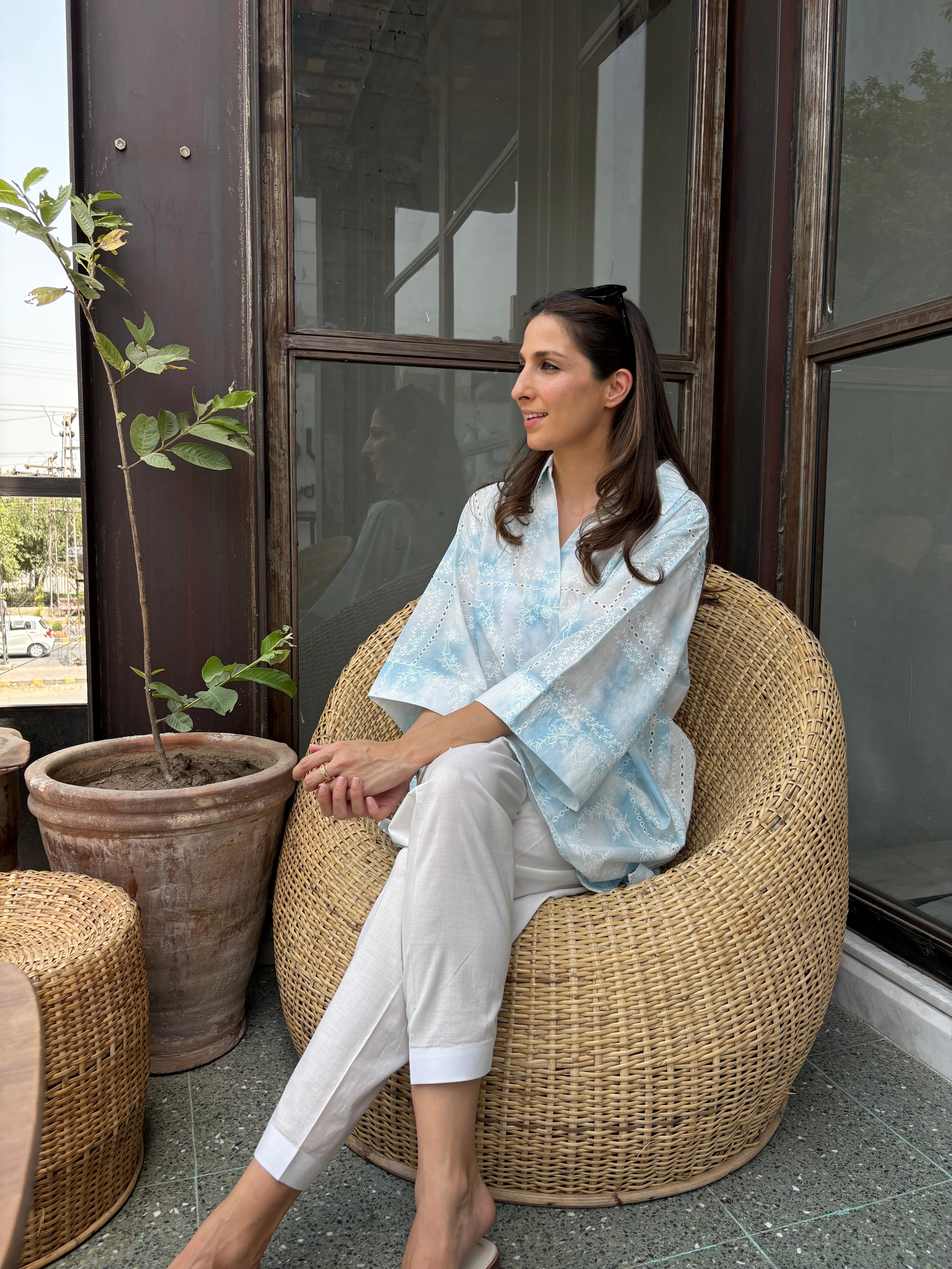 Blue Tie & Dye Chikankari Toby