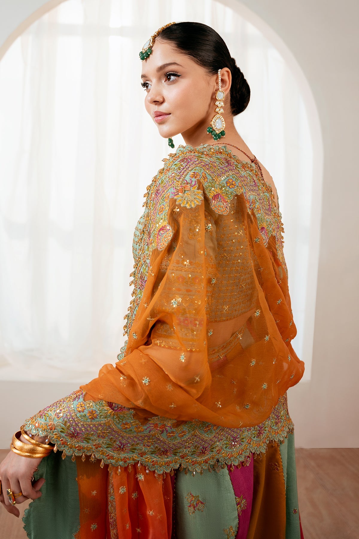 Embroidered Silk Style — Mairaz Sage Green Lehenga Set