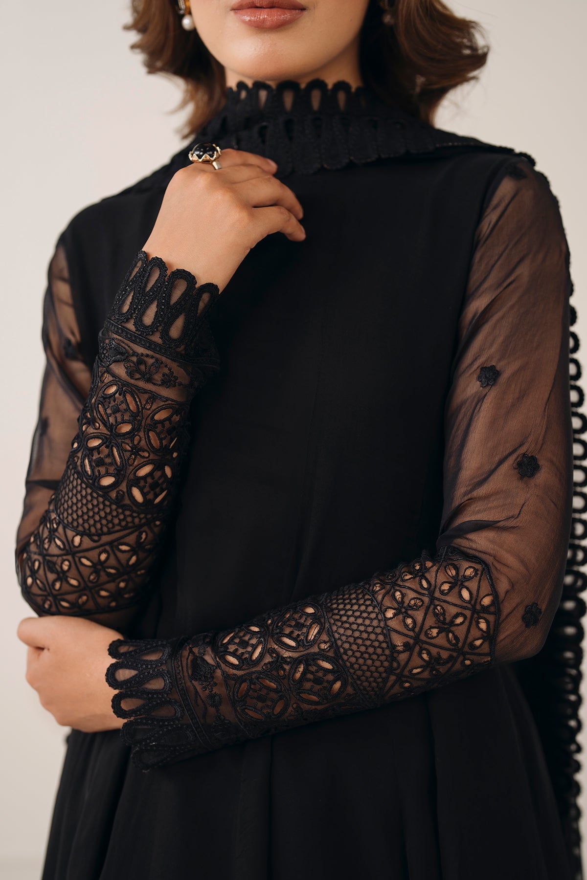 EMBROIDERED CHIFFON FROCK PR-1122