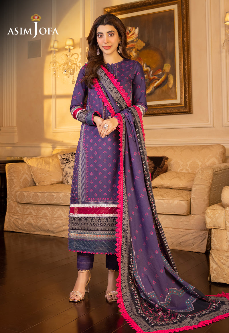 AJS-24 DESIGNERS STITCHED PRINTED LAWN 3 PCS