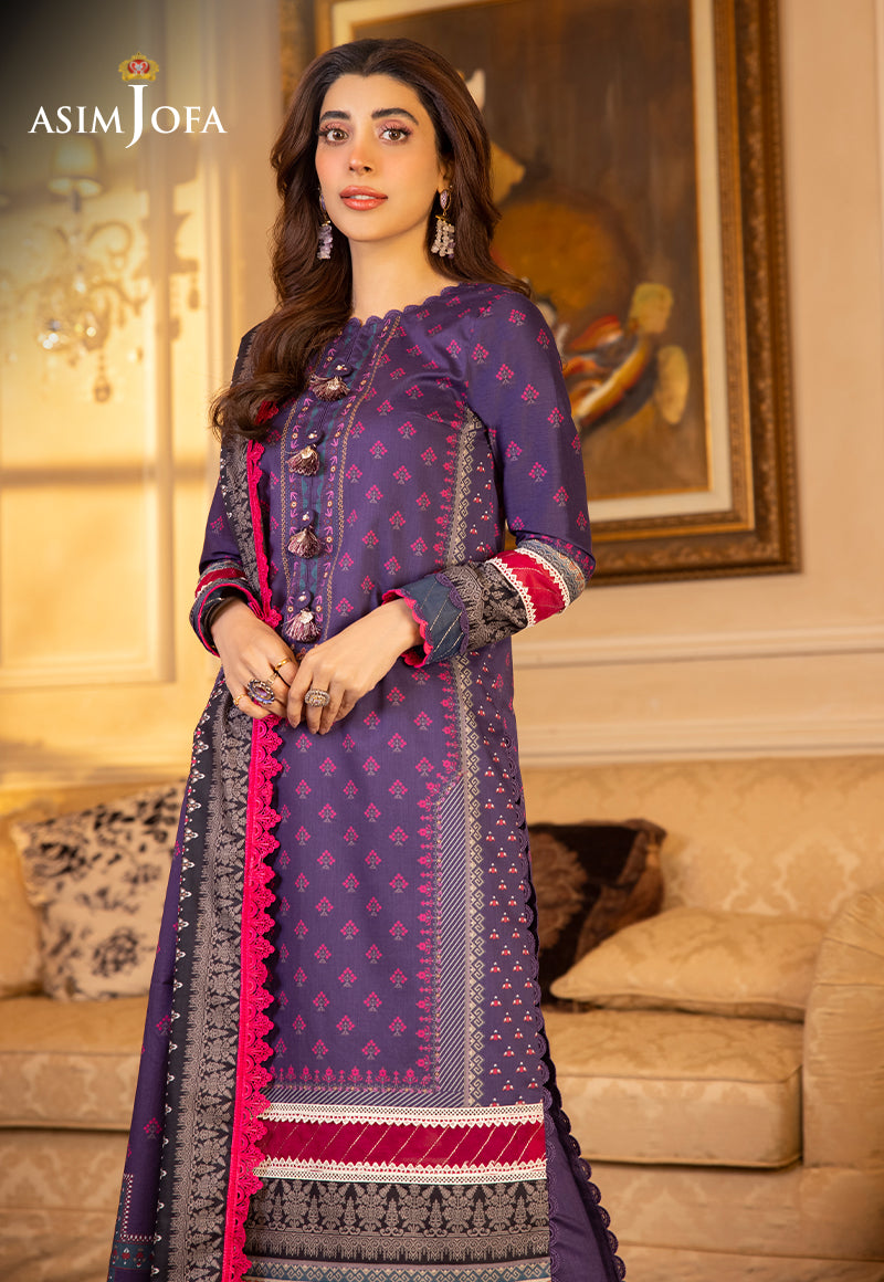 AJS-24 DESIGNERS STITCHED PRINTED LAWN 3 PCS