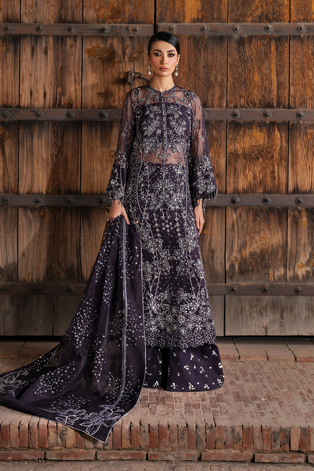 ILC-06 Embroidered Organza (Long Shirt With Azaar)