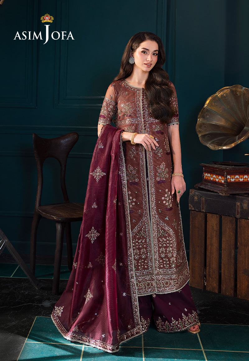 AJLFC-08 EMBROIDERED JAVERIA NET UNSTITCHED 3 PCS