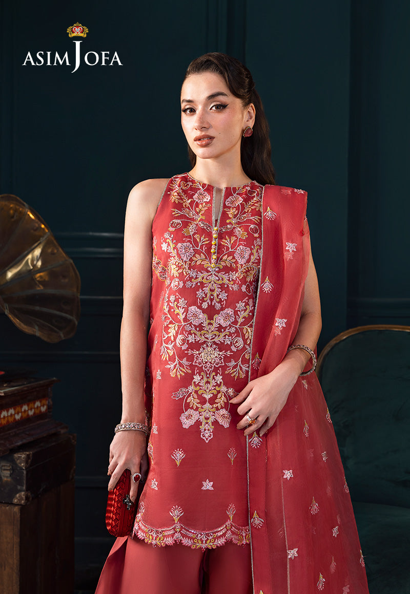 AJLFC-06 EMBROIDERED ORGANZA UNSTITCHED 3 PCS