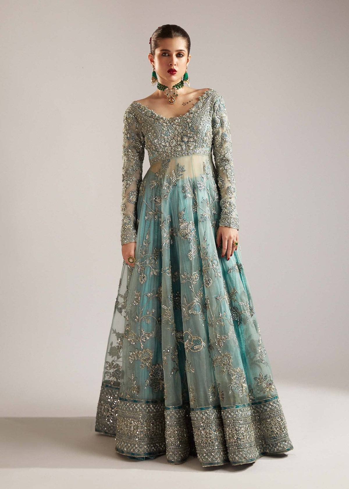 Hussain Rehar Parday ke Peechay Organza Hand Emblishment Maxi Unstitched ASTRA