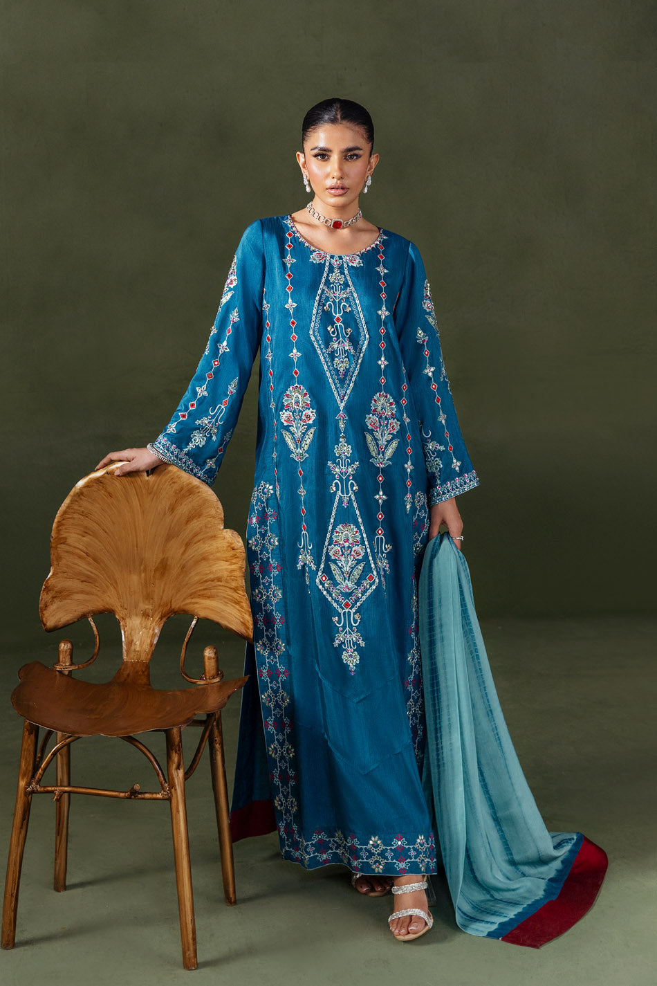 Classic Teal Blue Kaftan (D-02)