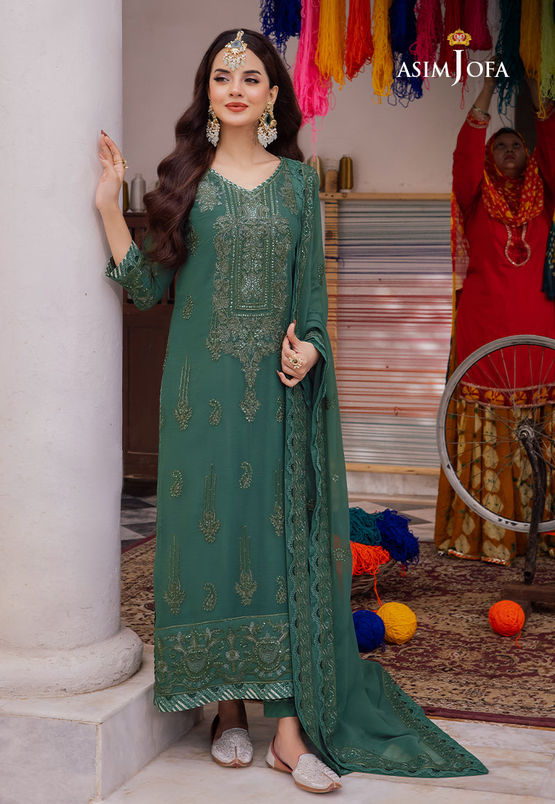 AJAB-23 EMBROIDERED CHIFFON 3 PCS