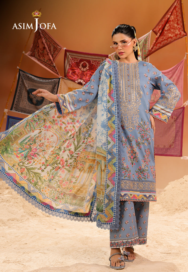 AJUBU-11 Printed Embroidered Lawn 3 Pcs