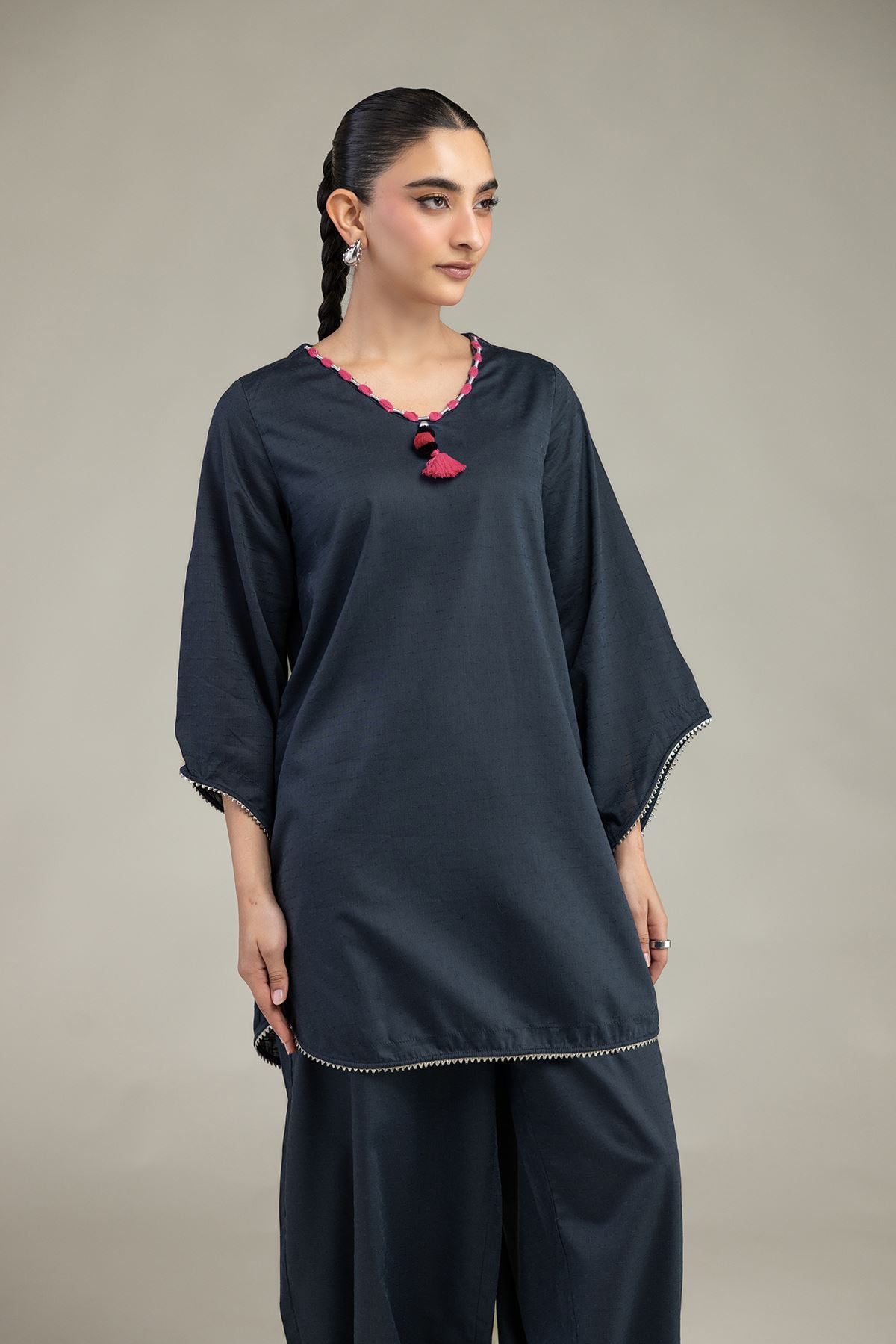V-Neck Cotton Kurta