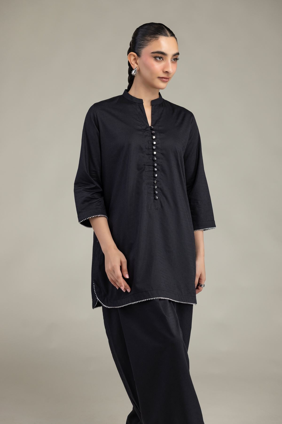 Black Cotton Kurta