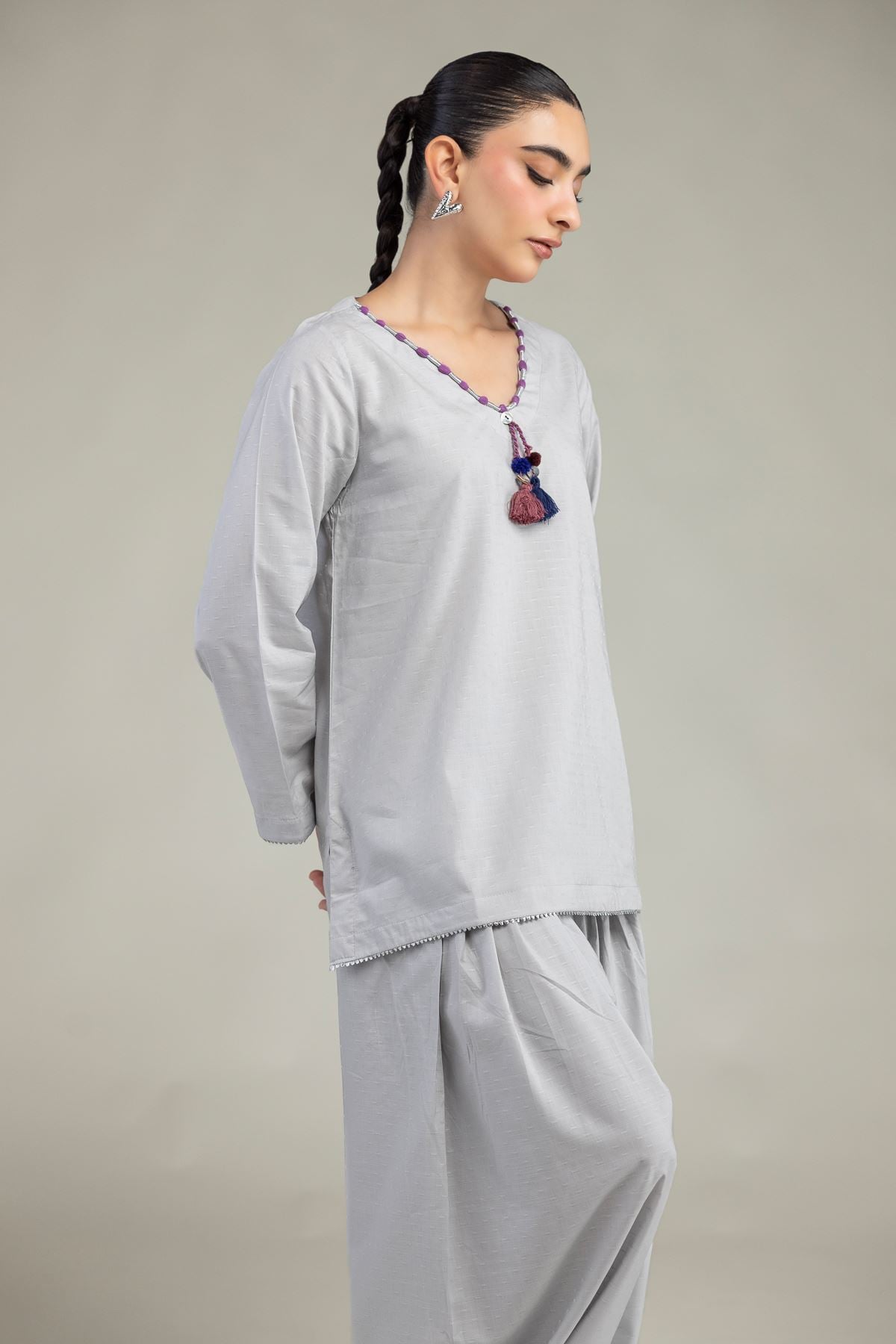 Gray Cotton Kurta