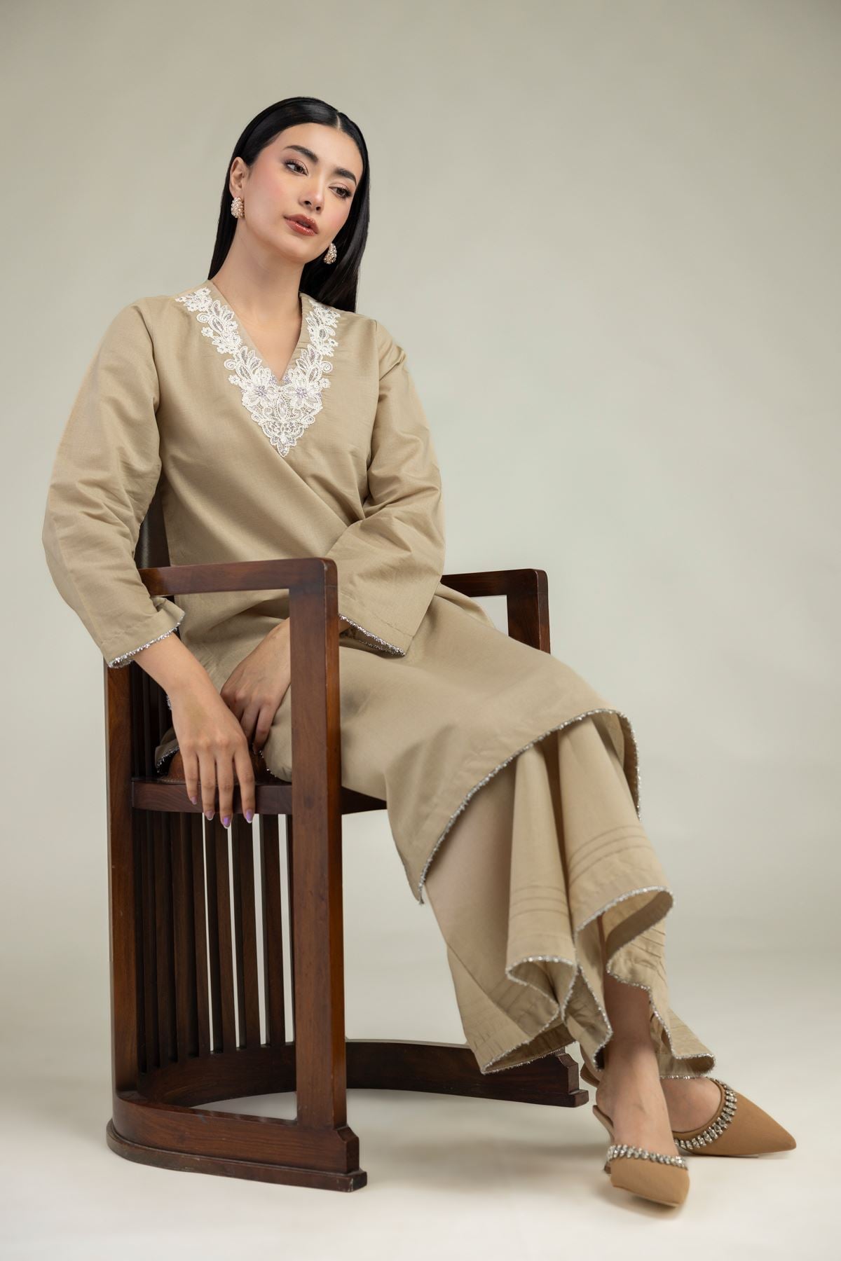 V-Neck Longline Kurta