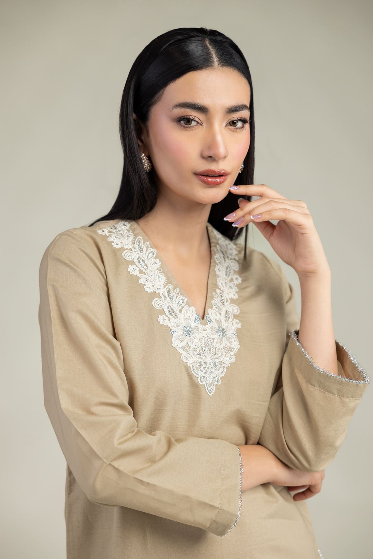 V-Neck Longline Kurta