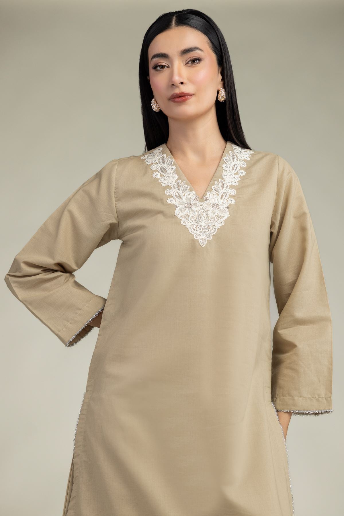 V-Neck Longline Kurta