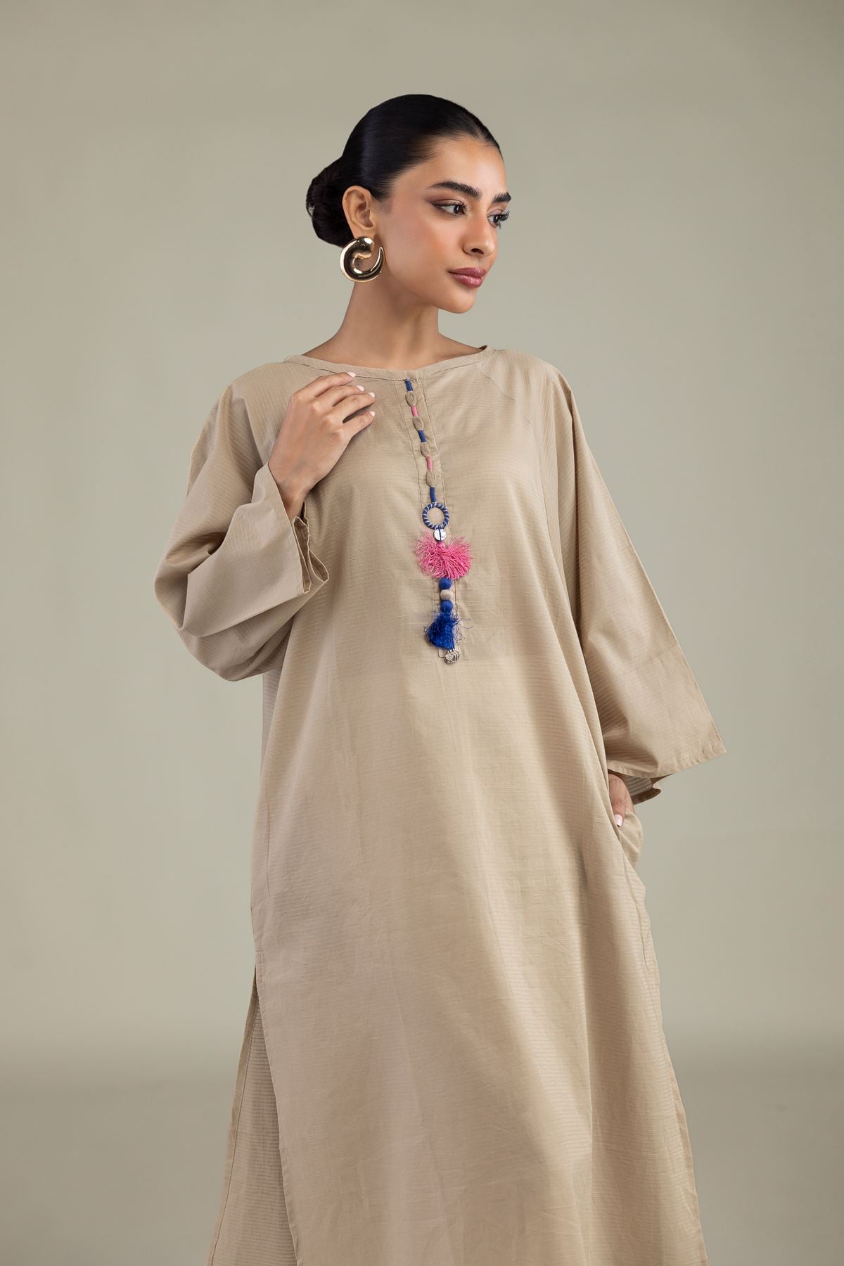 Beige Cotton Kurta