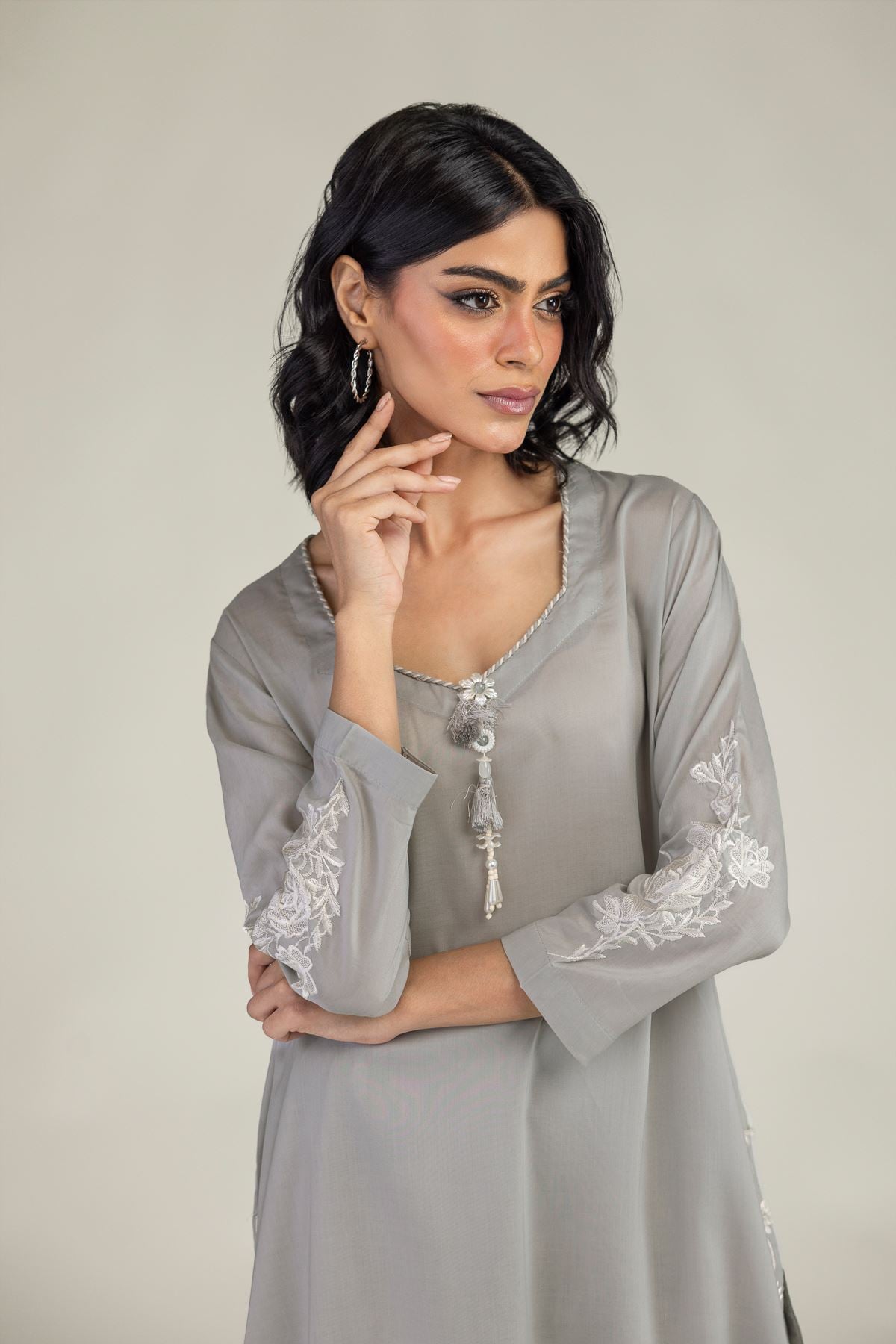 Gray Longline Kurta