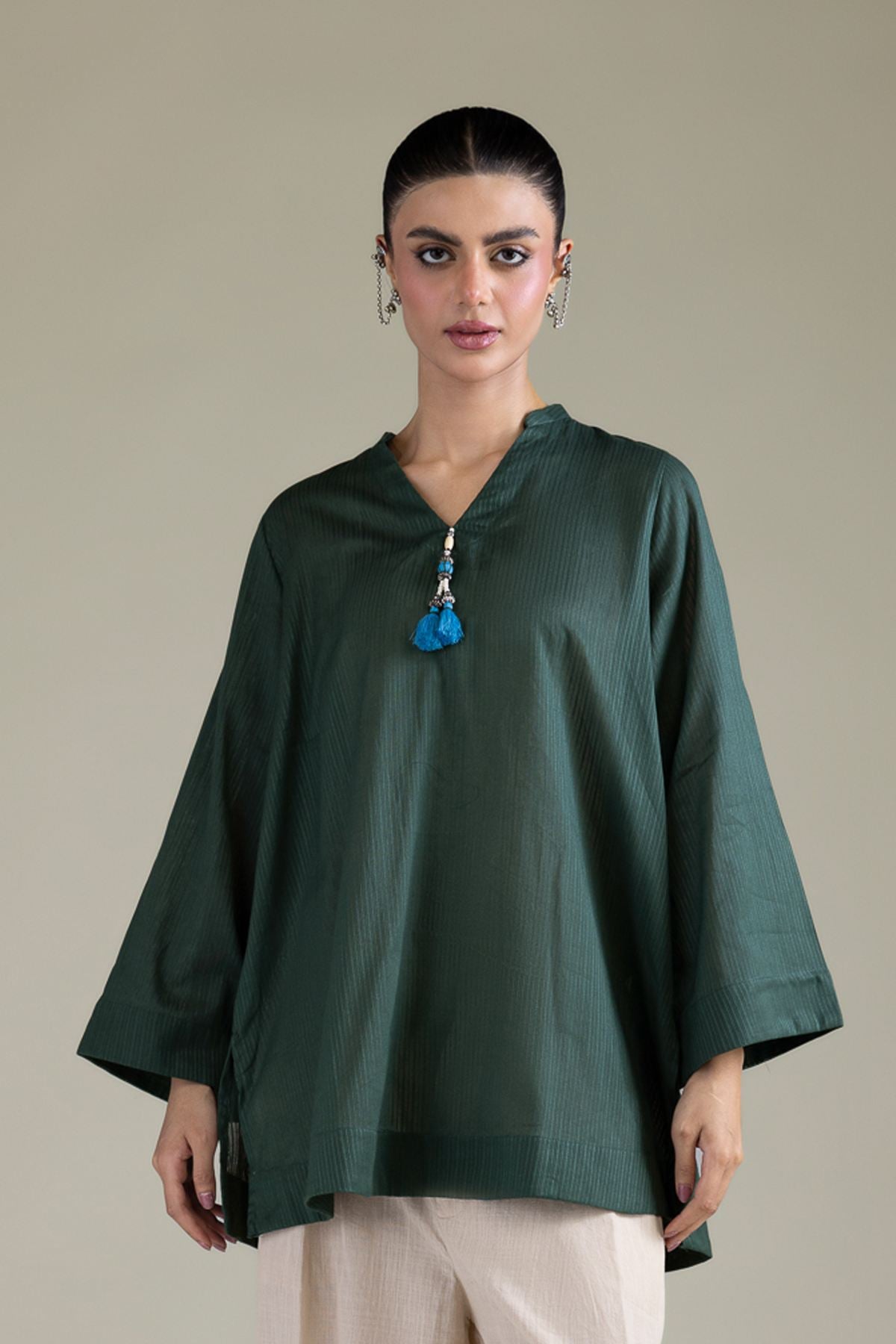Solid V-Neck Kurta