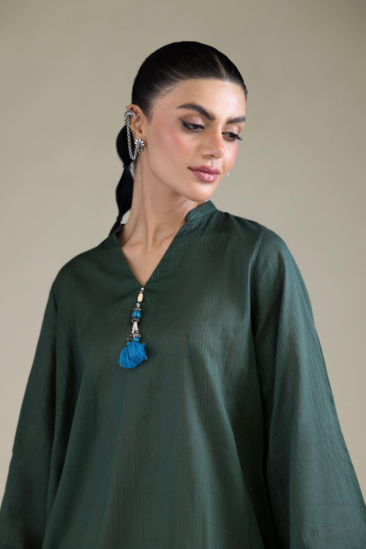 Solid V-Neck Kurta