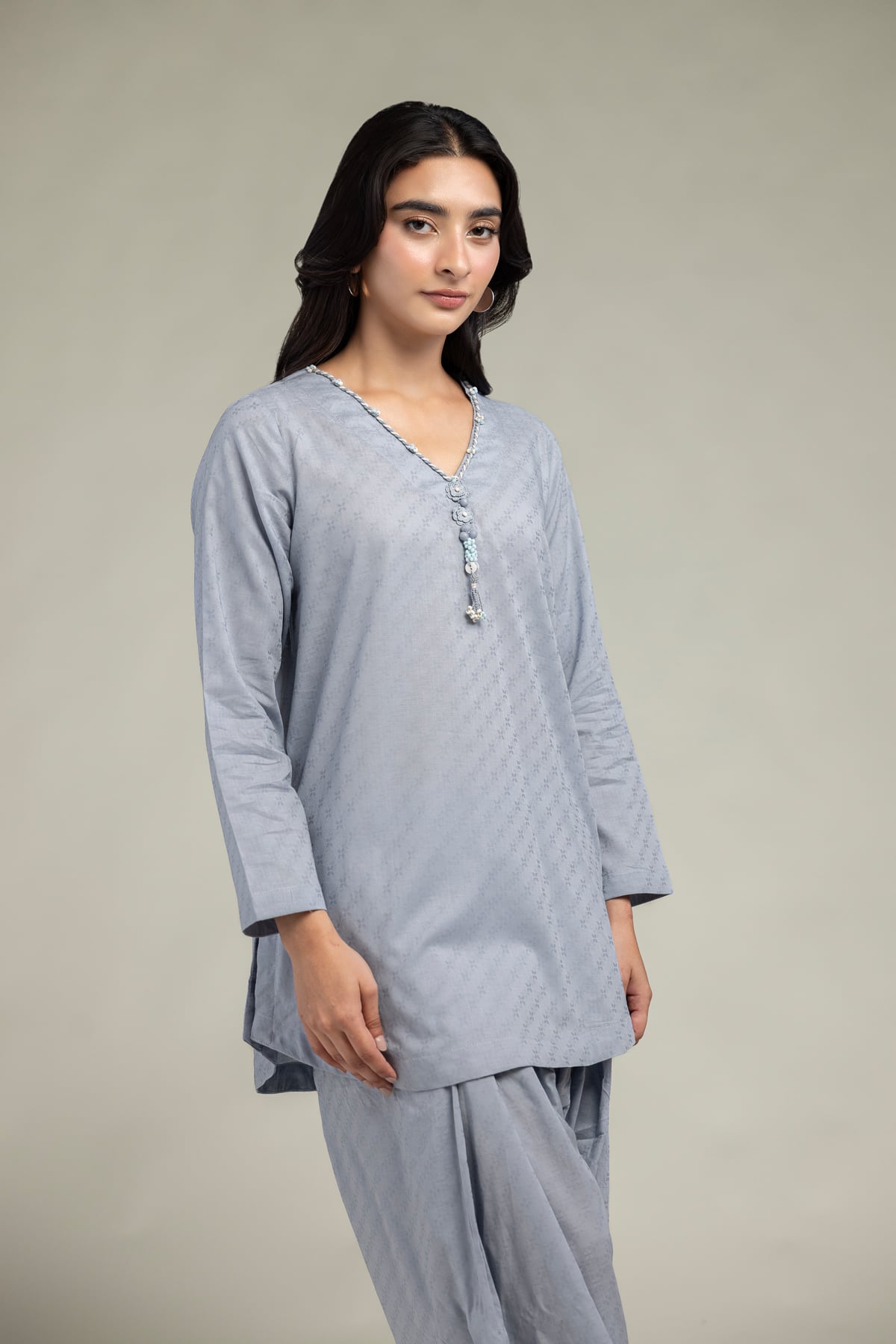 V-Neck Cotton Kurta