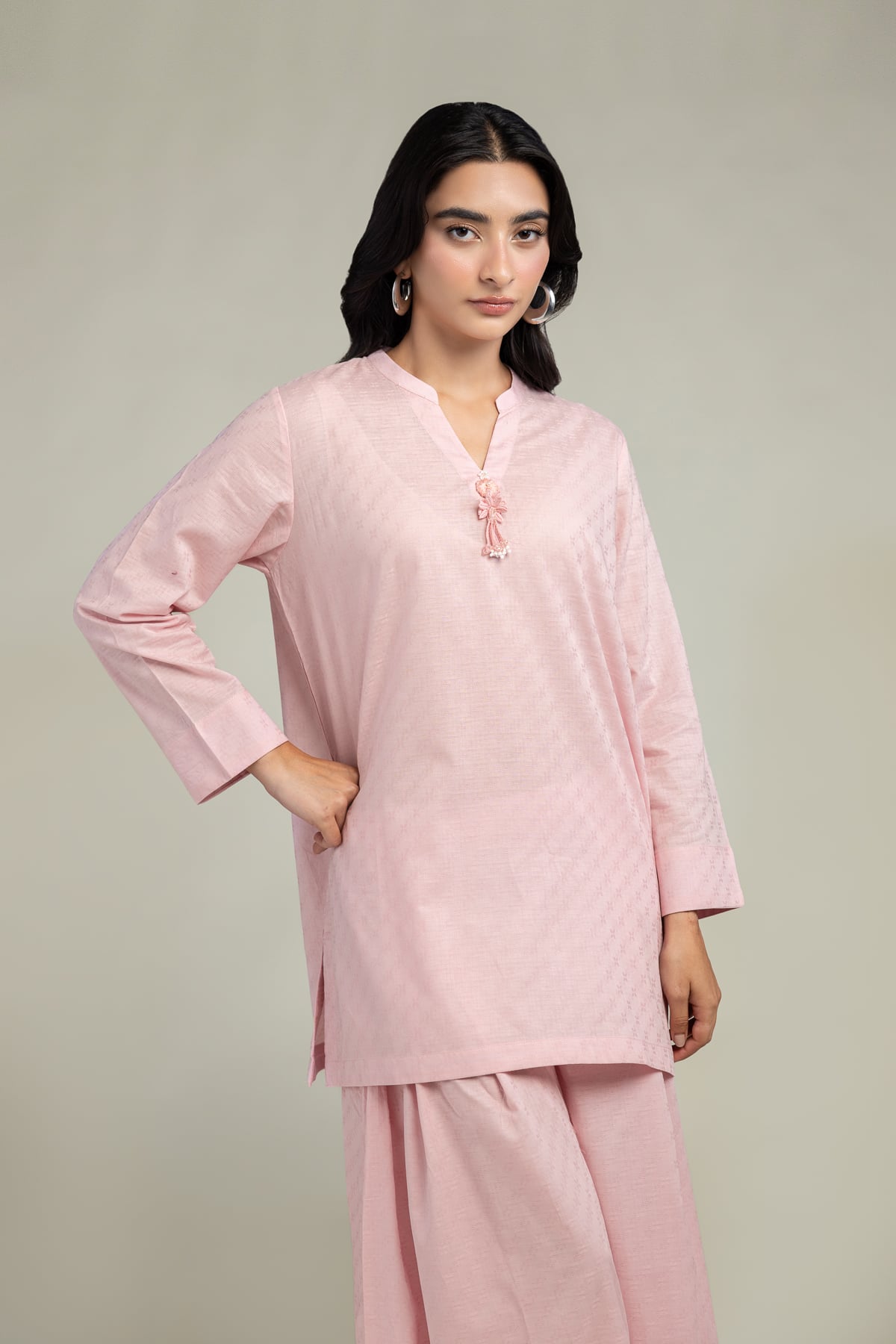 Solid V-Neck Kurta