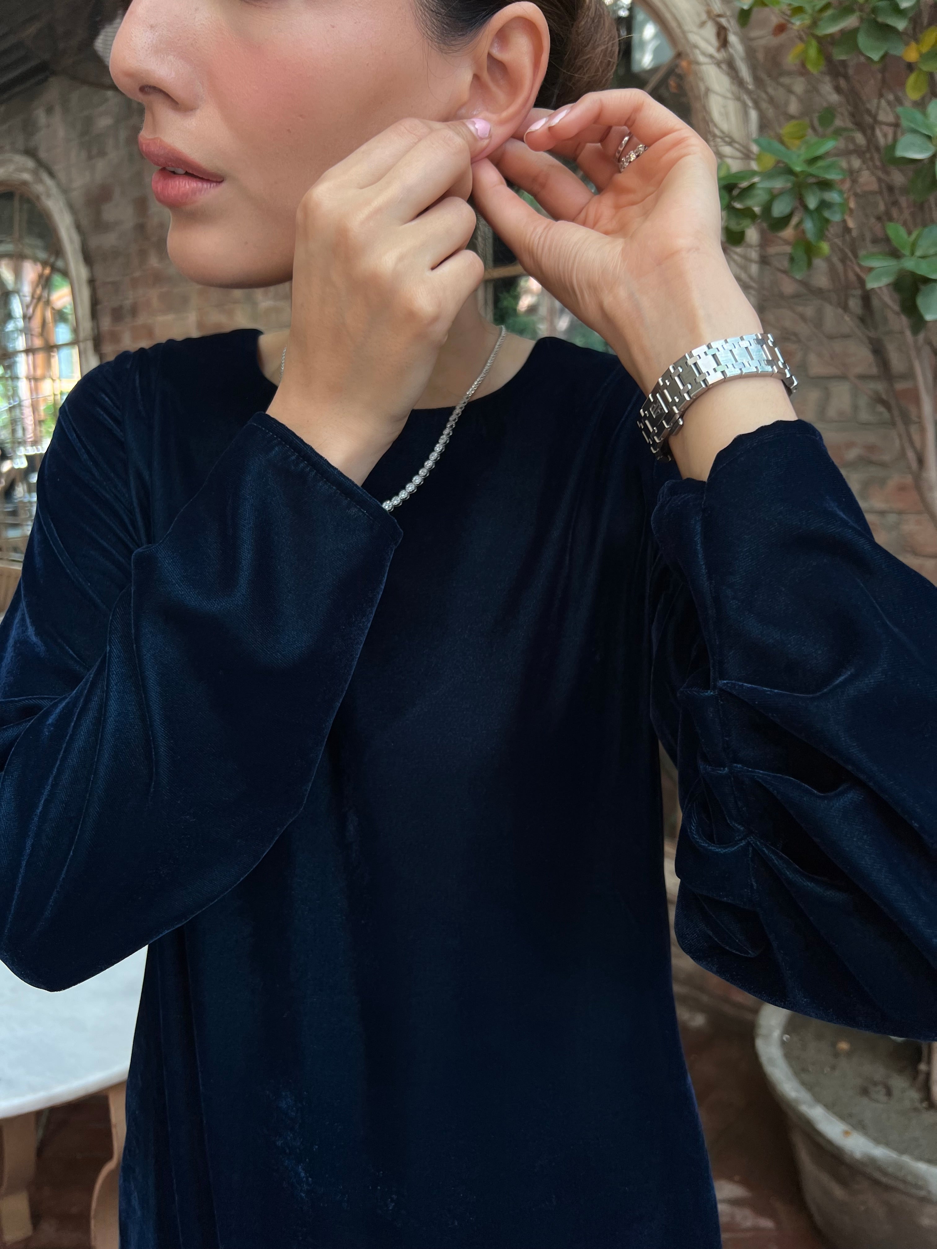 Teal Velvet Shirt Dress