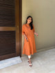 Oversized Linen Shirt Dress in Tangerine