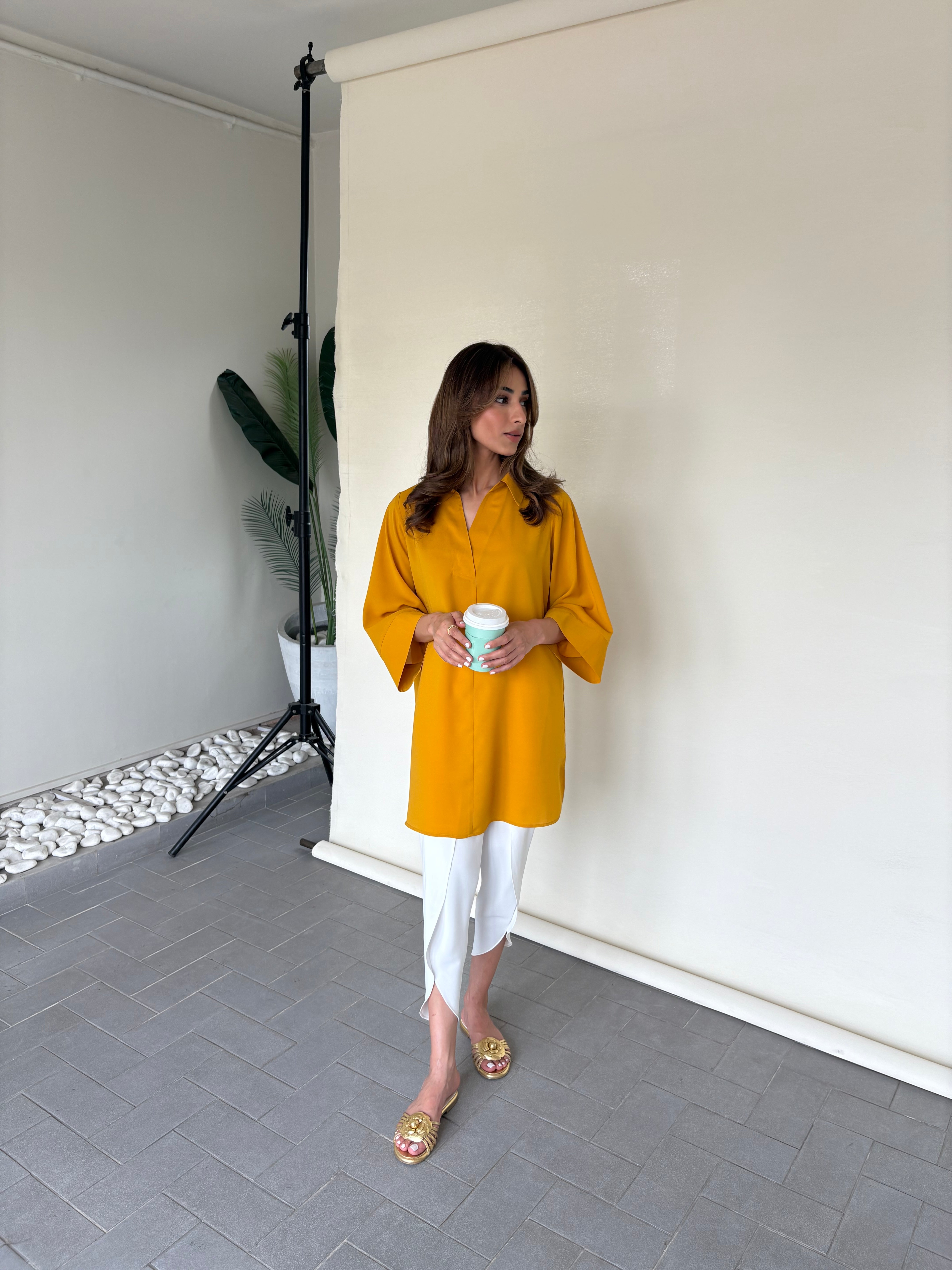 Mustard Toby Tunic with Tulip Shalwar