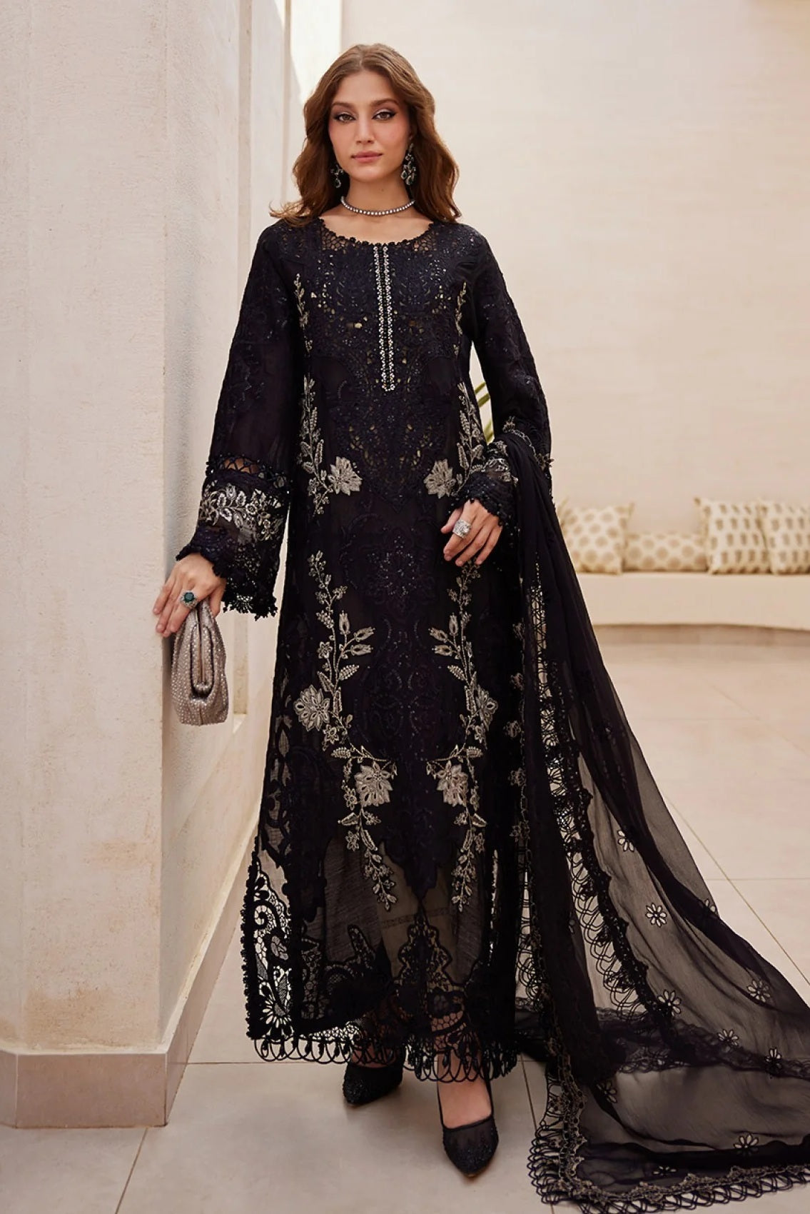 Maria.B - EL-25-03 - Luxury Lawn Embroidered 3 Piece Unstitched / Stitched Suit PA-127