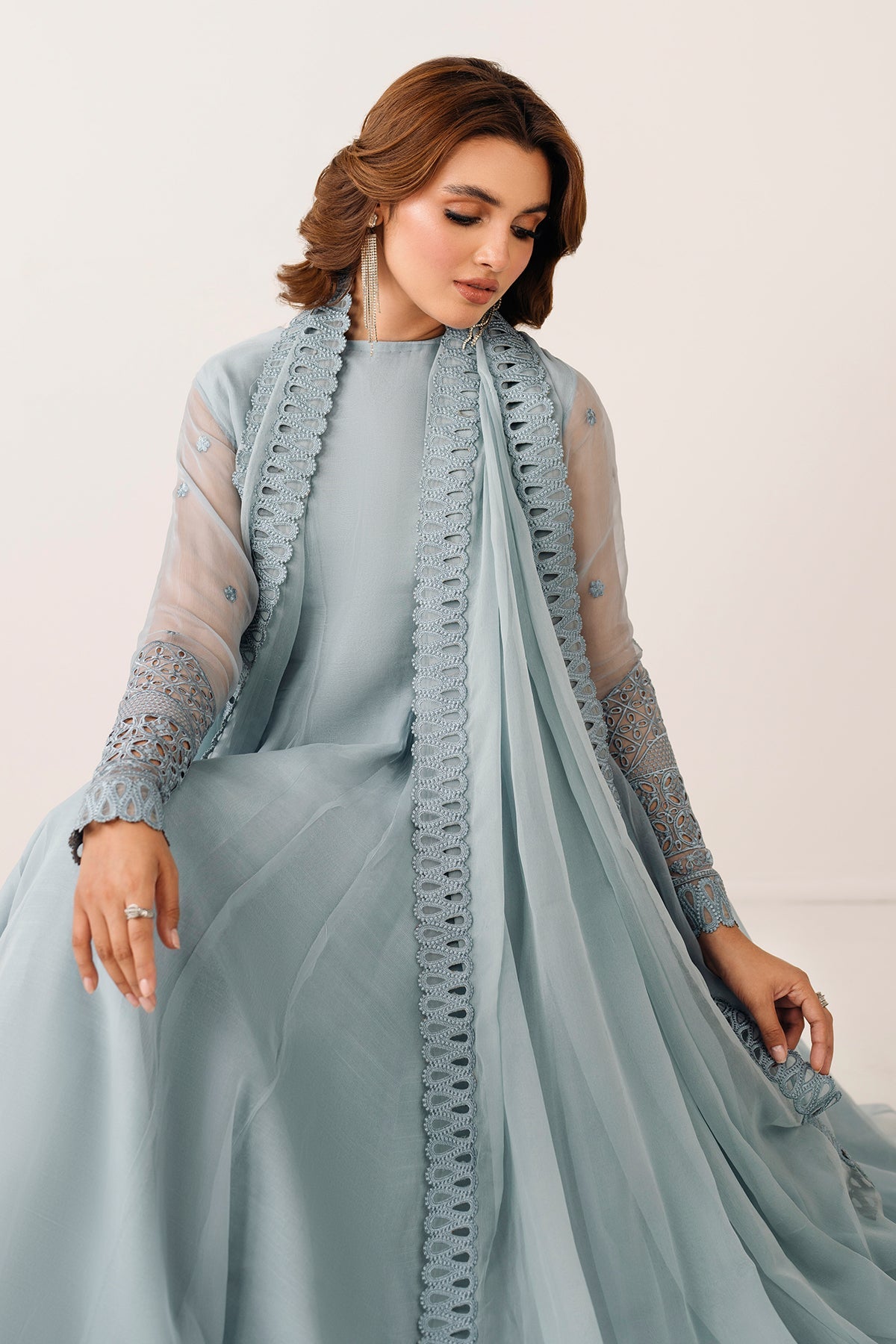 EMBROIDERED CHIFFON FROCK PR-1123