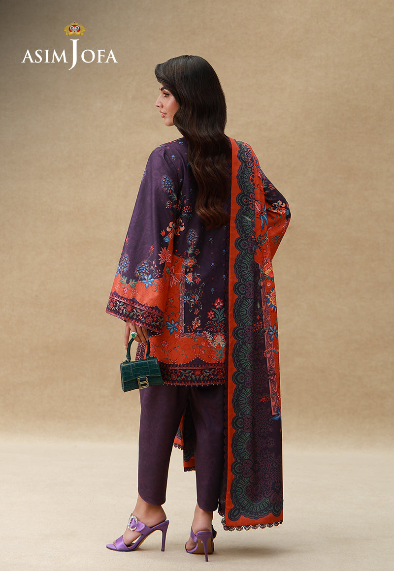 AJULSC-10 Embroidered Crepe Silk Unstitched 3 Pcs