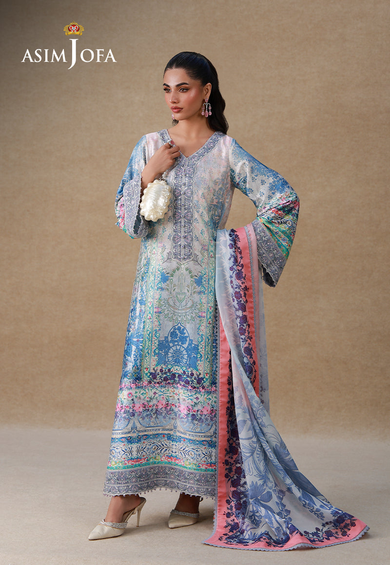 AJULSC-06 Embroidered Charmeuse Silk Unstitched 3 Pcs