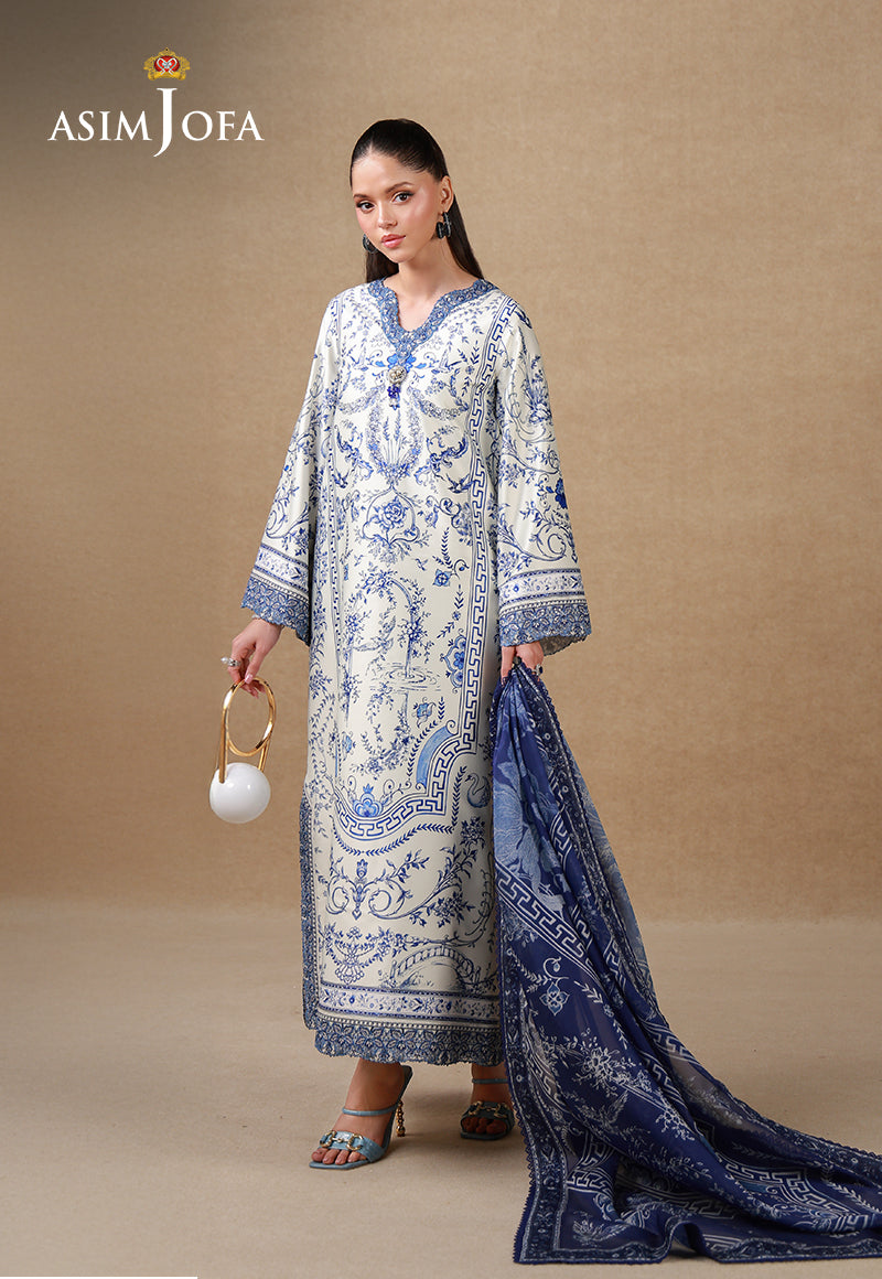 AJULSC-05 Embroidered Charmeuse Silk Unstitched 3 Pcs